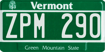 VT license plate ZPM290
