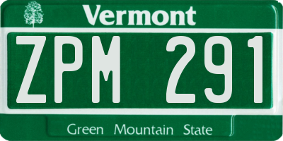 VT license plate ZPM291
