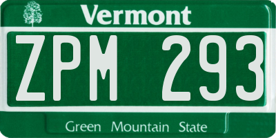 VT license plate ZPM293