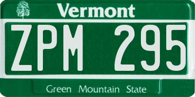 VT license plate ZPM295