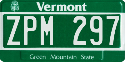 VT license plate ZPM297