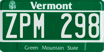 VT license plate ZPM298