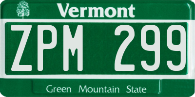 VT license plate ZPM299