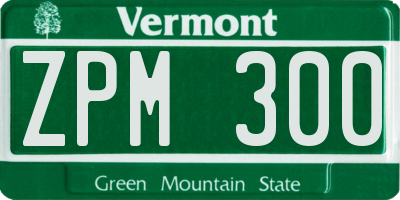 VT license plate ZPM300