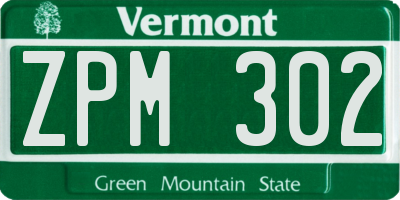 VT license plate ZPM302
