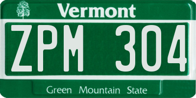 VT license plate ZPM304