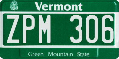 VT license plate ZPM306