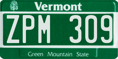 VT license plate ZPM309