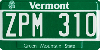VT license plate ZPM310