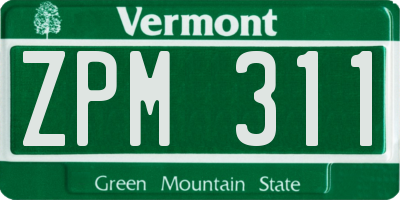 VT license plate ZPM311