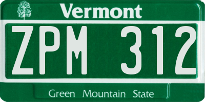 VT license plate ZPM312