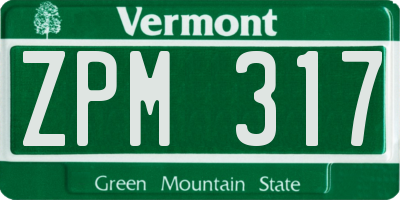 VT license plate ZPM317