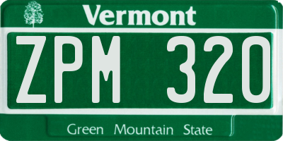 VT license plate ZPM320