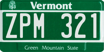 VT license plate ZPM321