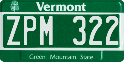 VT license plate ZPM322