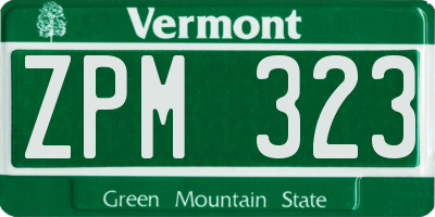 VT license plate ZPM323
