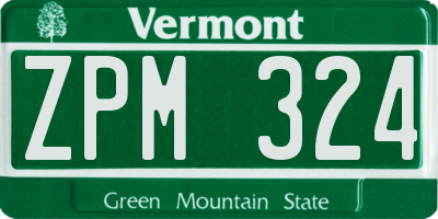 VT license plate ZPM324