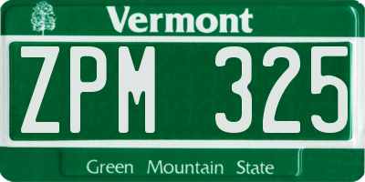 VT license plate ZPM325