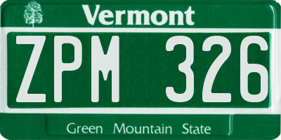 VT license plate ZPM326