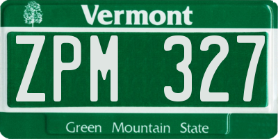 VT license plate ZPM327