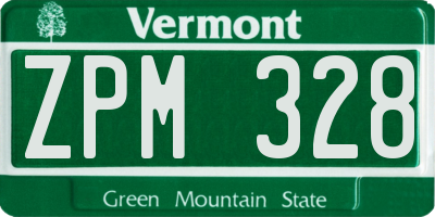 VT license plate ZPM328
