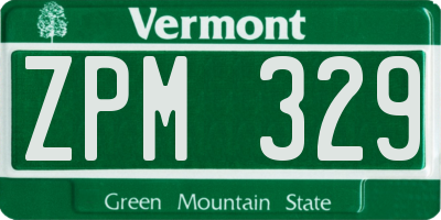 VT license plate ZPM329