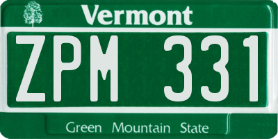 VT license plate ZPM331