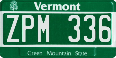 VT license plate ZPM336