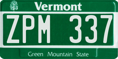 VT license plate ZPM337