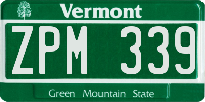 VT license plate ZPM339