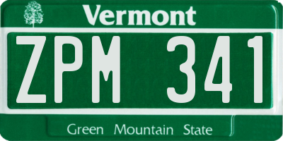 VT license plate ZPM341