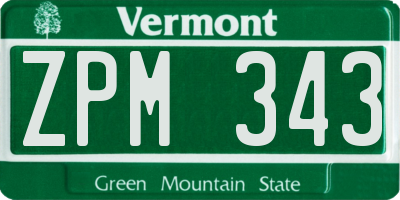 VT license plate ZPM343