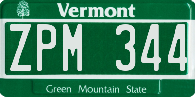VT license plate ZPM344