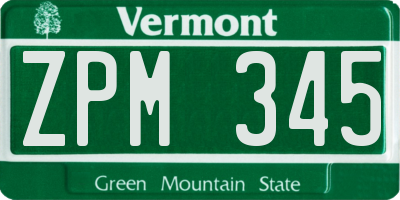 VT license plate ZPM345
