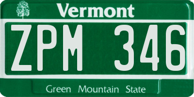 VT license plate ZPM346