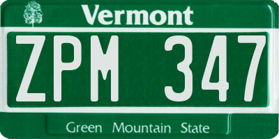 VT license plate ZPM347