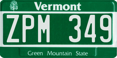 VT license plate ZPM349