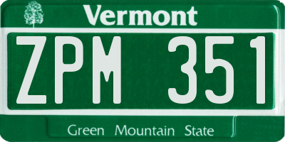 VT license plate ZPM351