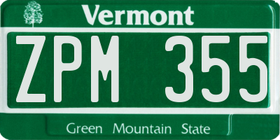 VT license plate ZPM355