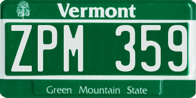 VT license plate ZPM359