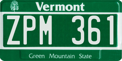 VT license plate ZPM361