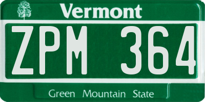 VT license plate ZPM364