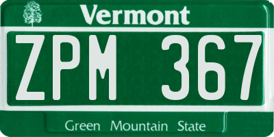 VT license plate ZPM367