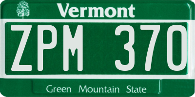 VT license plate ZPM370