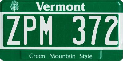 VT license plate ZPM372