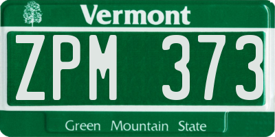 VT license plate ZPM373