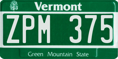 VT license plate ZPM375