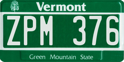 VT license plate ZPM376