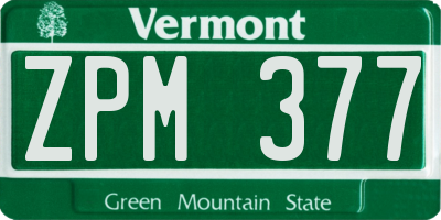 VT license plate ZPM377