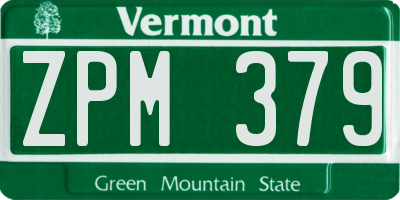VT license plate ZPM379